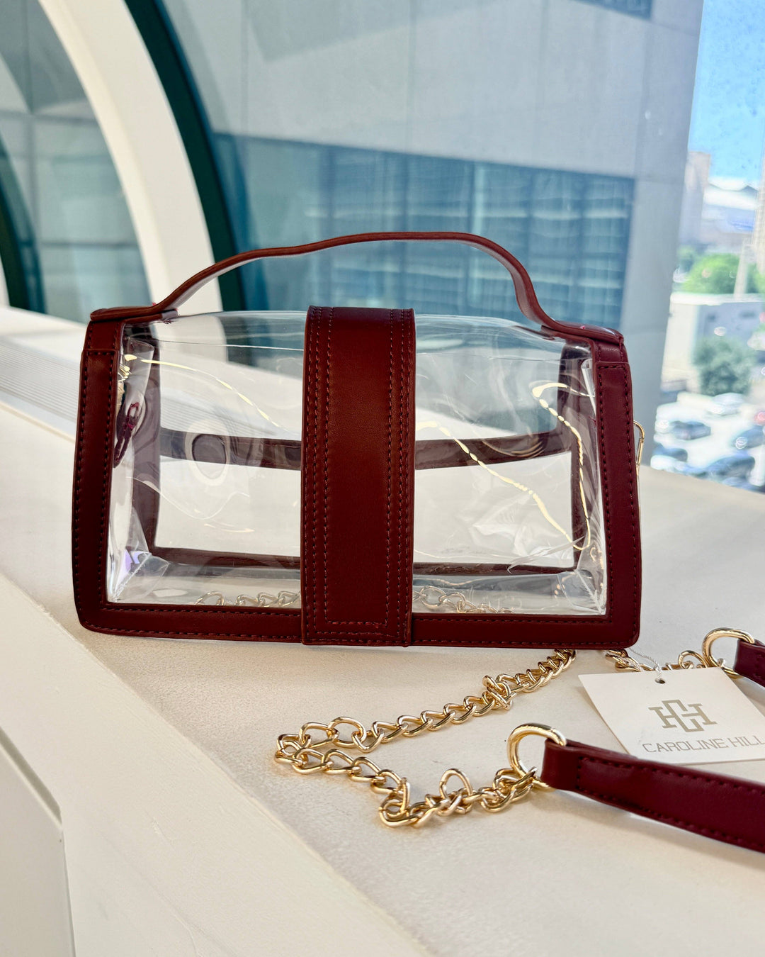 Caroline Hill Grace Clear Bag - Burgundy