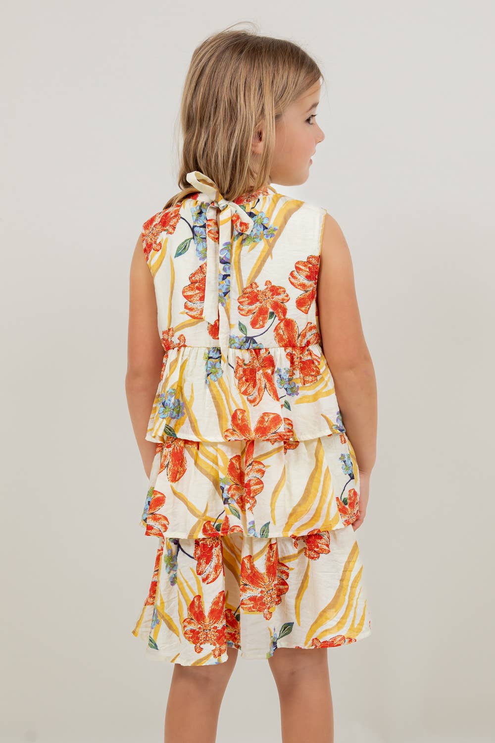 VOY Children’s Floral Print Ruffled Tiered Dress