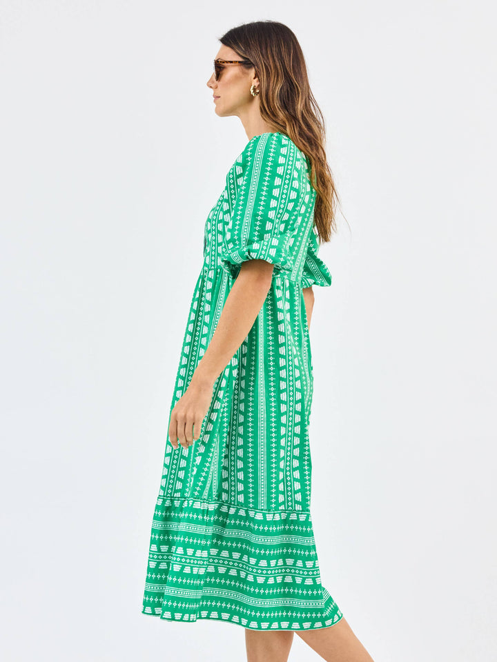 Mary Square Riley Dress | Heritage Stitch Green