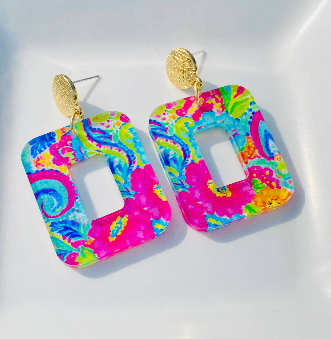 Colorful Paisley Print Earrings  