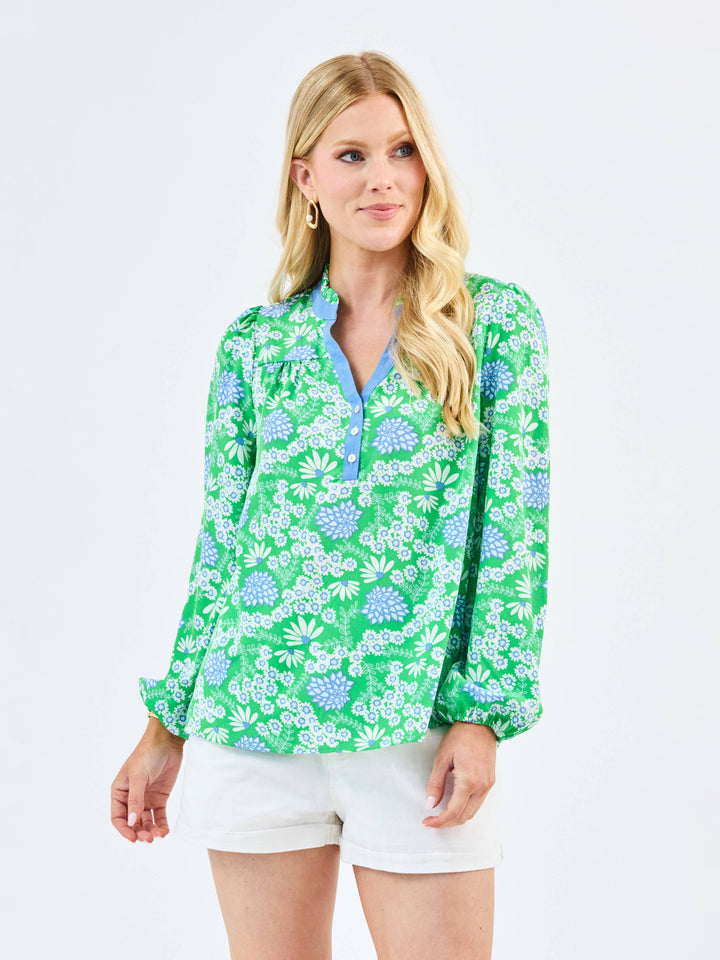 Mary Square Gianna Top | Daisy Chain Green