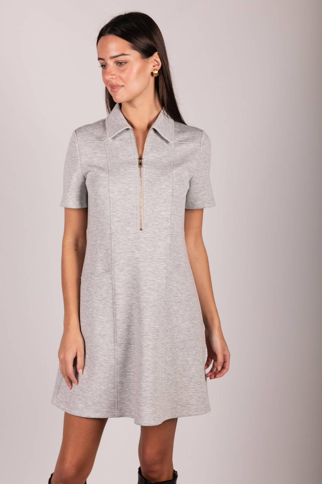 P. CILL Butter Modal Quarter Zip Short Sleeve Dress