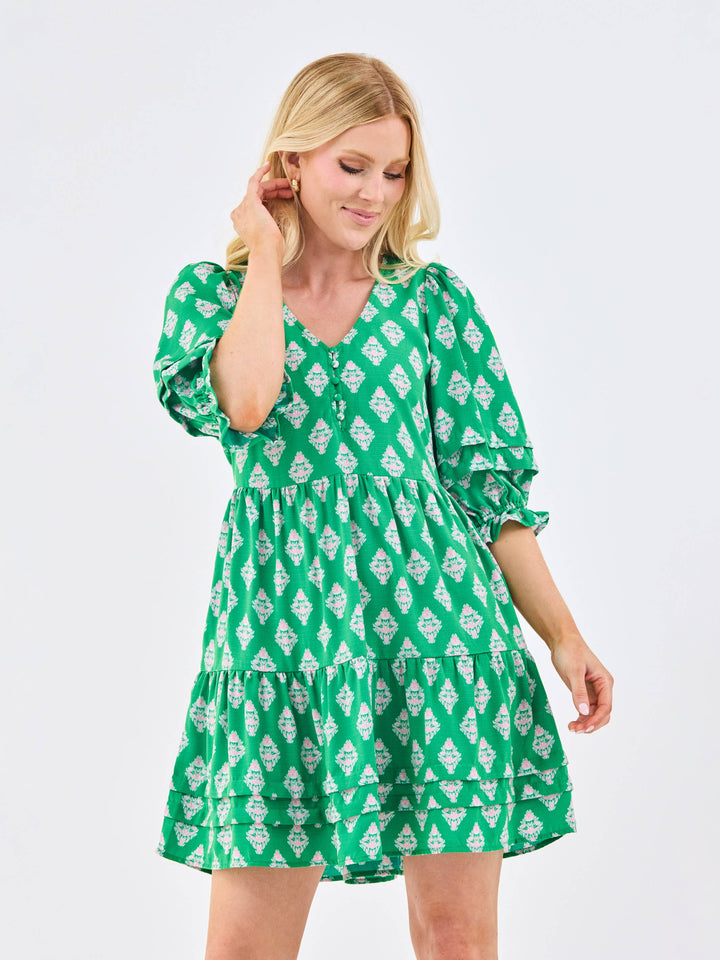 Mary Square Raya Dress | Early Riser Green