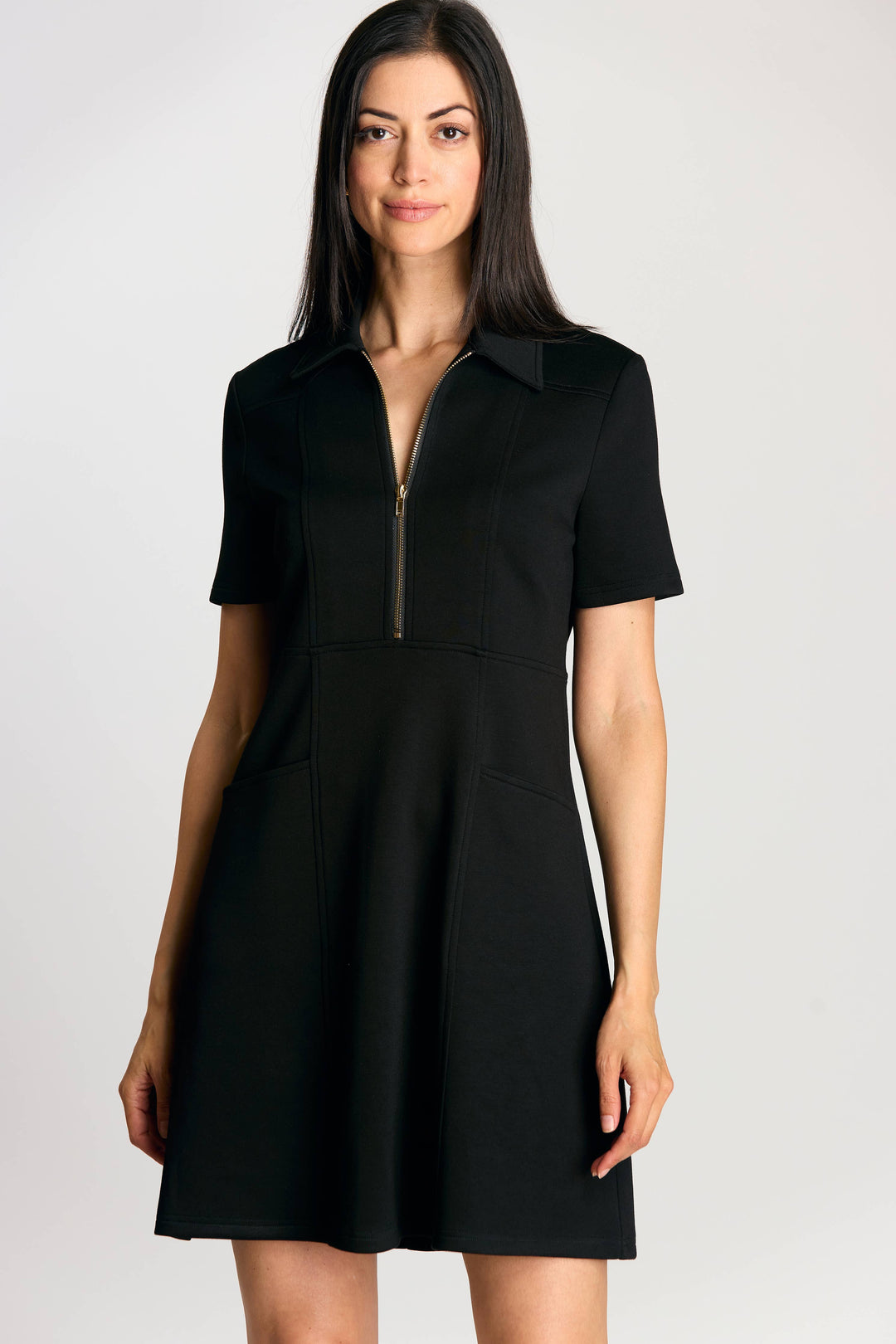 P. CILL Butter Modal Quarter Zip Short Sleeve Dress