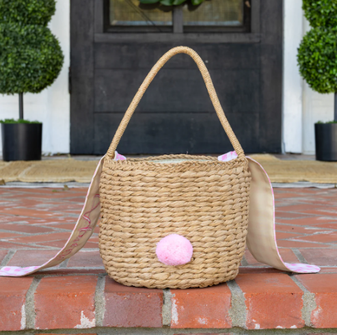 Kids Easter Egg Hunt Easter Basket - Gingham Bunny Ears