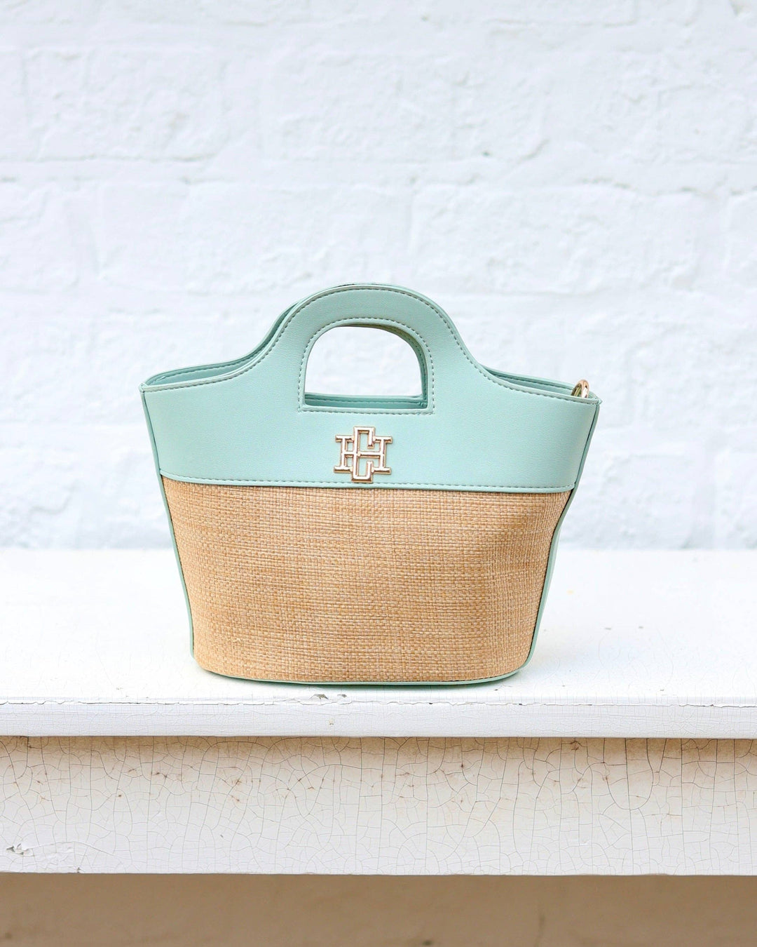 Caroline Hill Emma Mini Tote Natural Mint