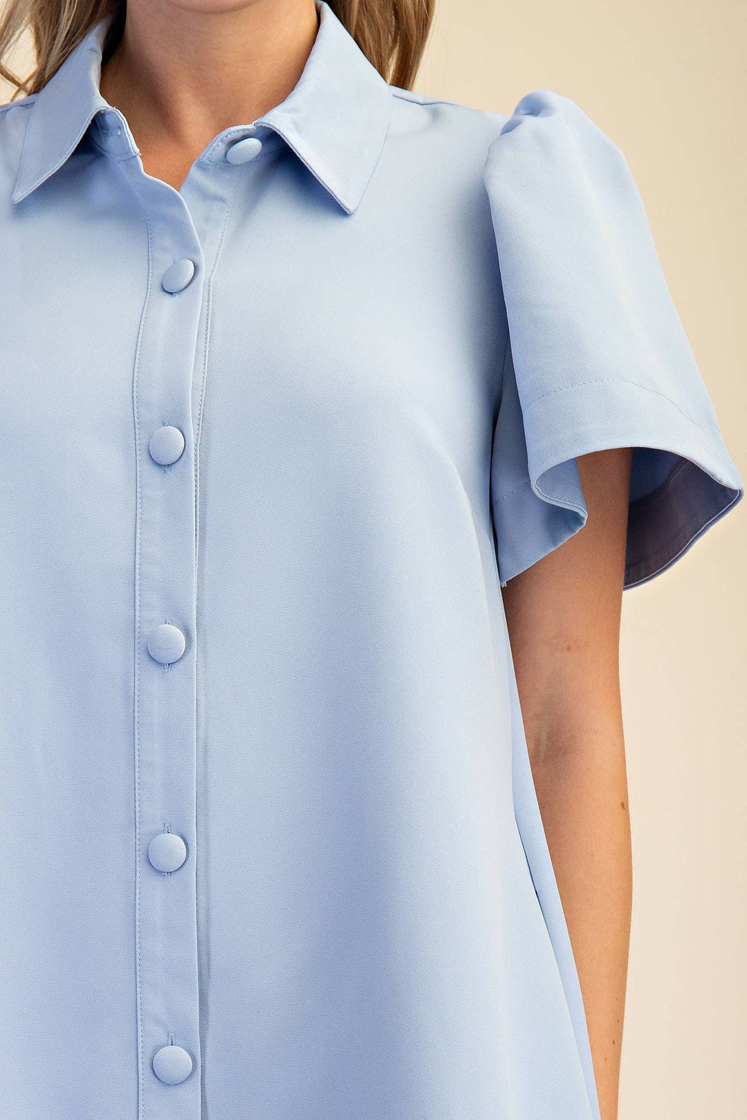 Glam Collar Neck Button Down Mini Dress