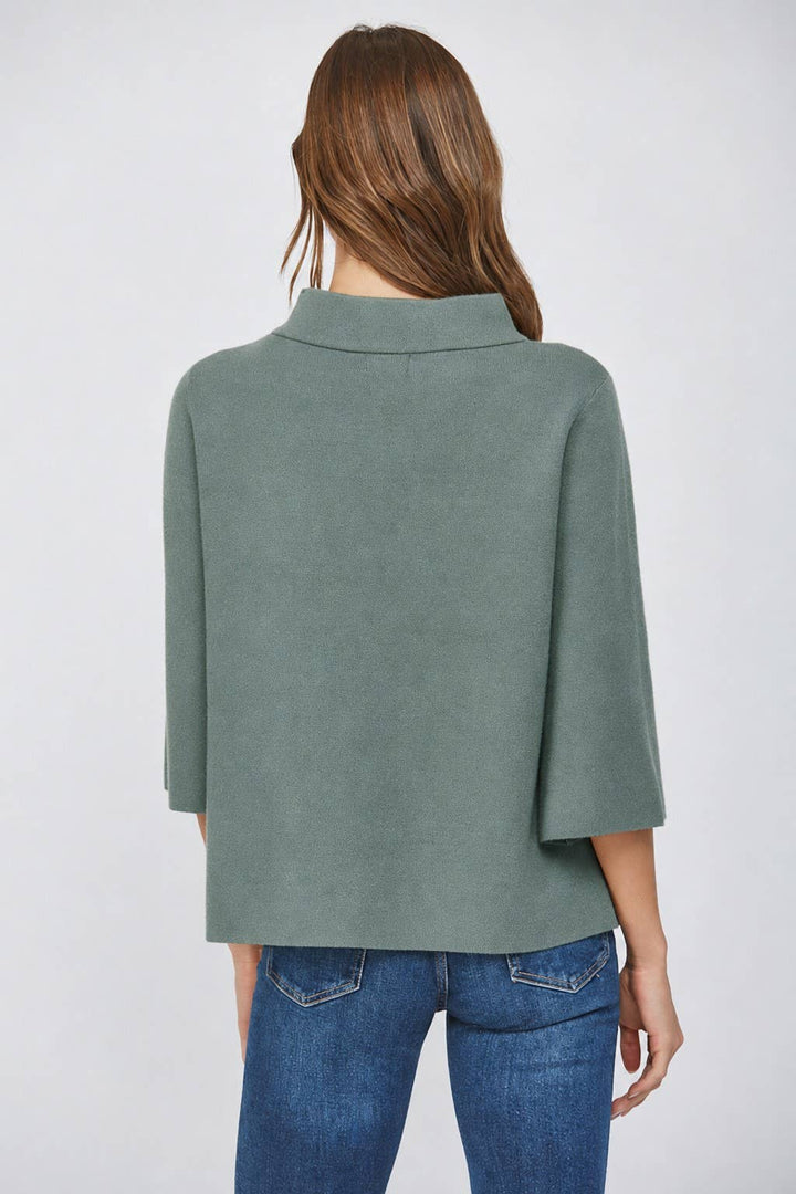 Mock Neck Sweater with Bell Sleeves