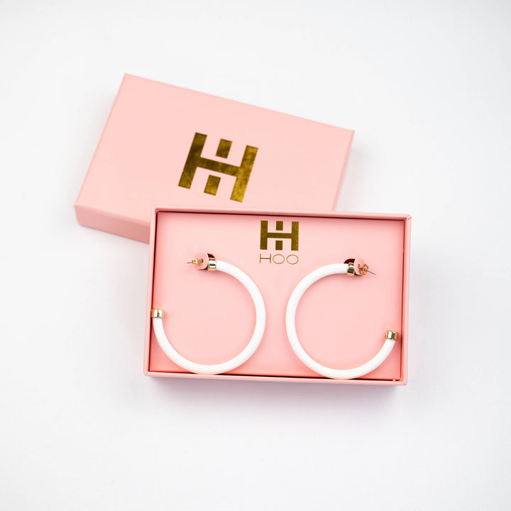 Hoo Hoops Lightweight Large Hoop Earrings - White