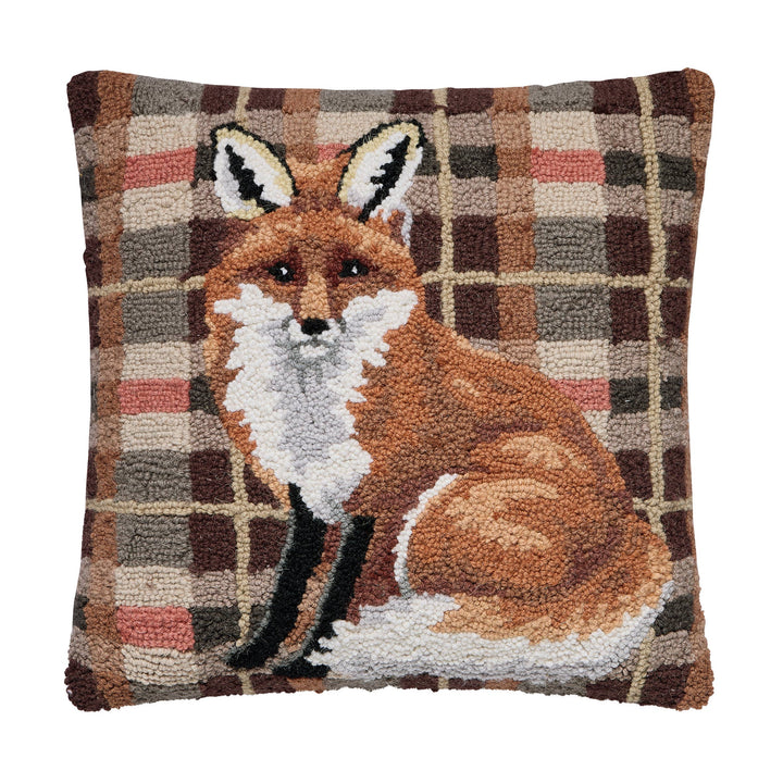 Peking Handicraft Fox Tartan Hook Pillow