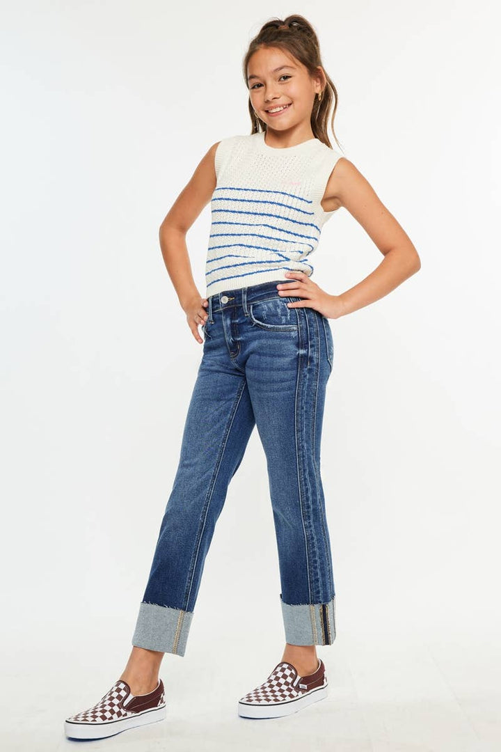 YOUTH MID RISE CROP STRAIGHT-YC7478D