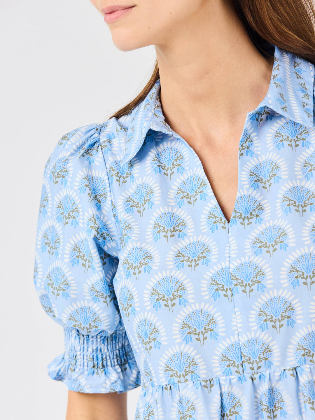 Mary Square Sunshower Flora Blue Molly Midi Dress