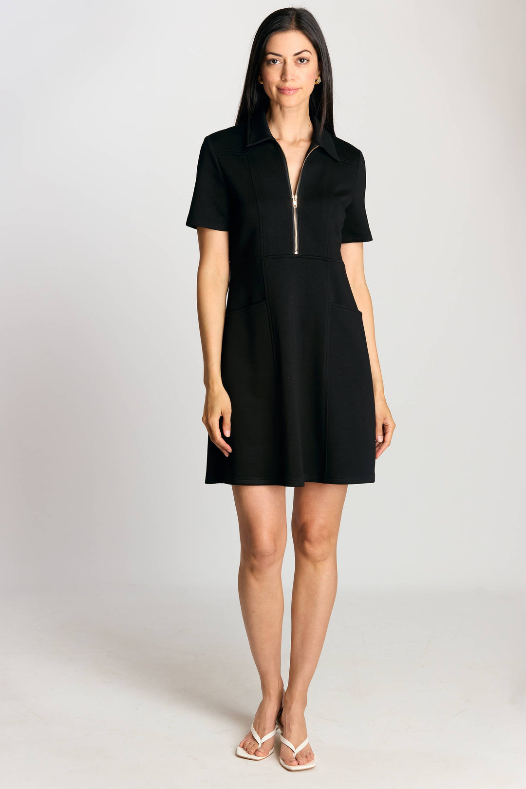 P. CILL Butter Modal Quarter Zip Short Sleeve Dress