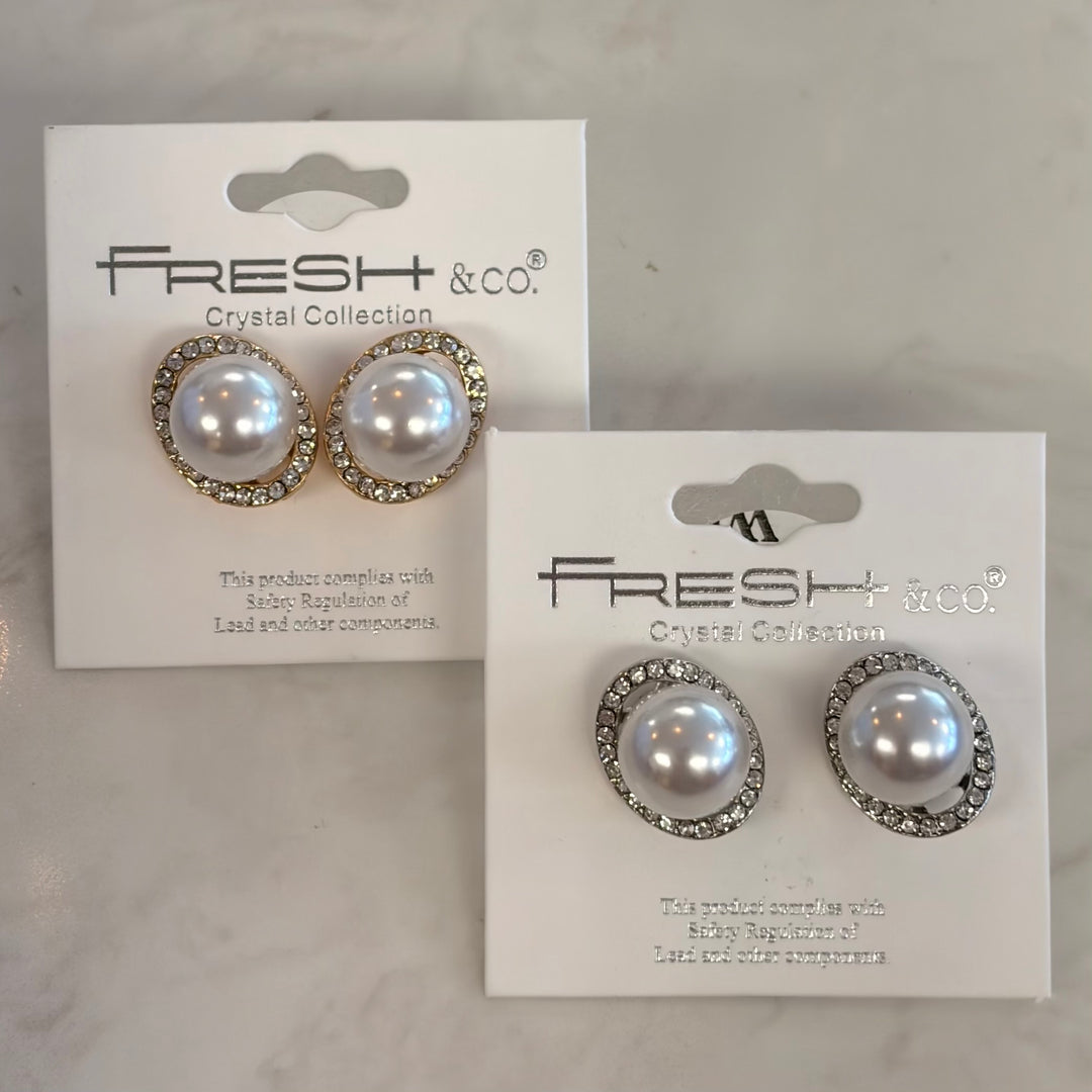 Sparkly Pearl Stud Earrings