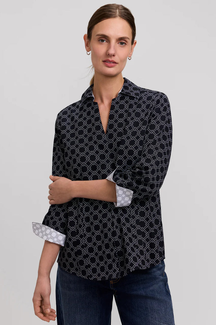 Foxcroft Taylor Square Links 3/4 Sleeve Shirt