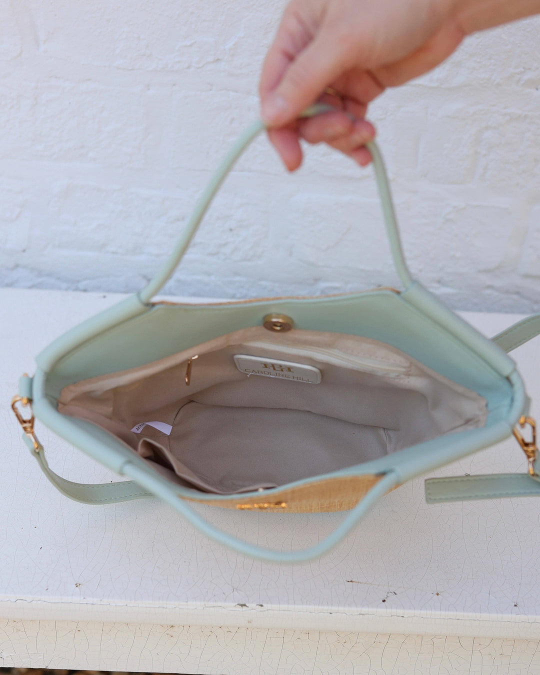 Caroline Hill Leland Mini Tote Natural Mint