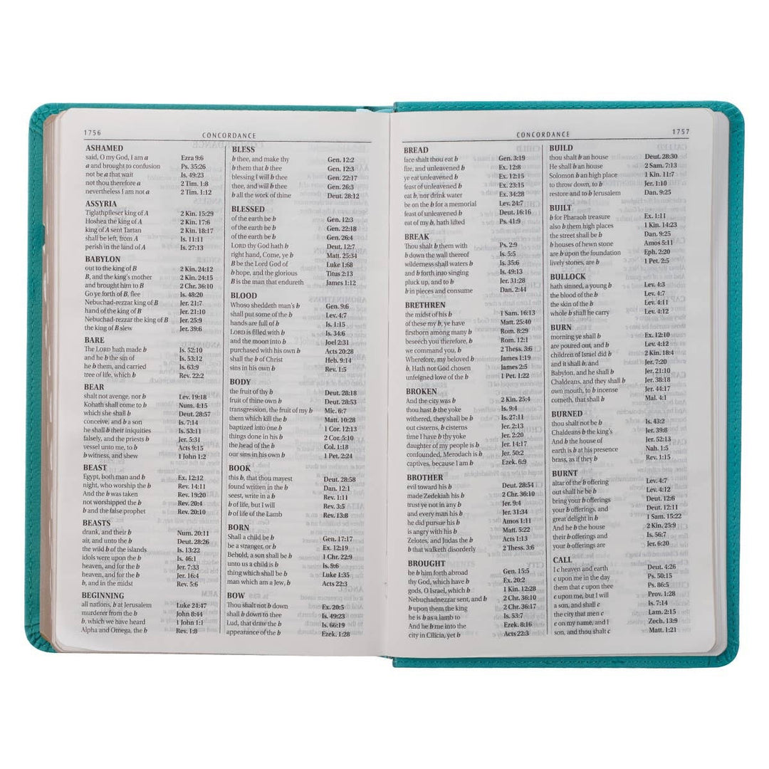 KJV Bible Giant Print Standard-size Faux Leather Teal Floral