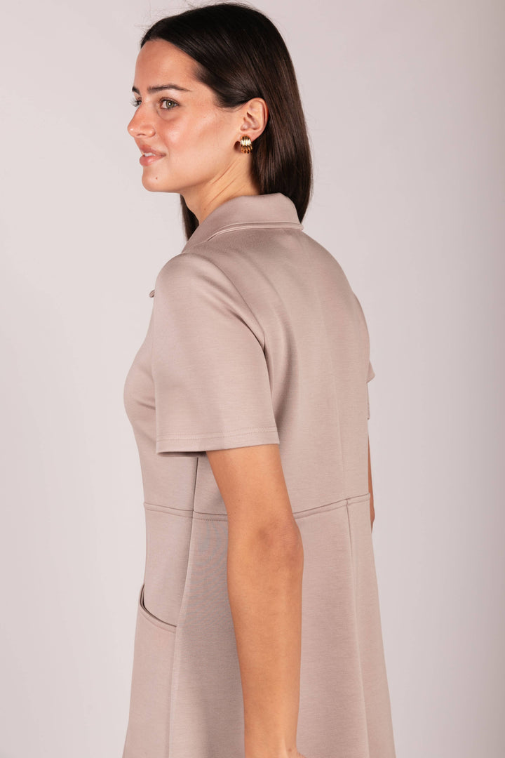 P. CILL Butter Modal Quarter Zip Short Sleeve Dress