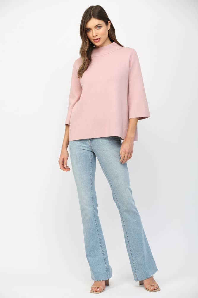 MOCK NECK PULLOVER SWEATER/BELL SLEEVE VA-35