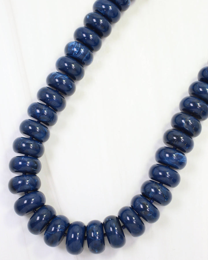 Pipestone Marble Beaded Necklace -Navy