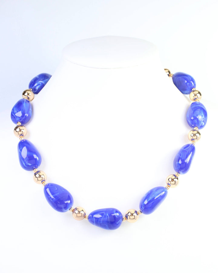 Giana Swirl Beaded Necklace Blue