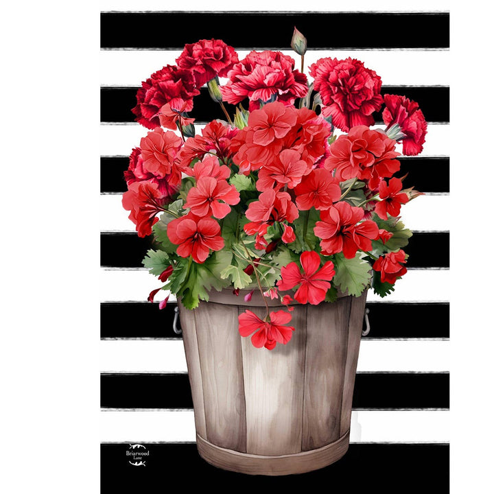 Briarwood Lane Striped Red Geraniums Garden Flag - 18" x 12.5"
