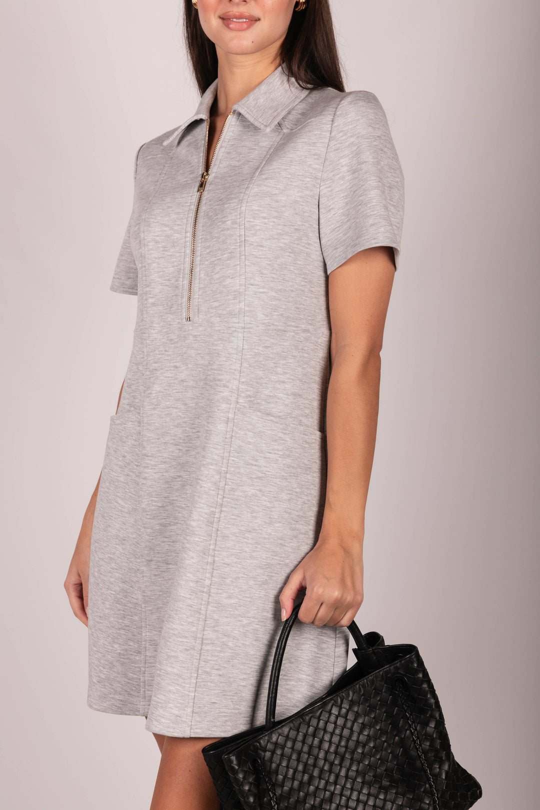 P. CILL Butter Modal Quarter Zip Short Sleeve Dress