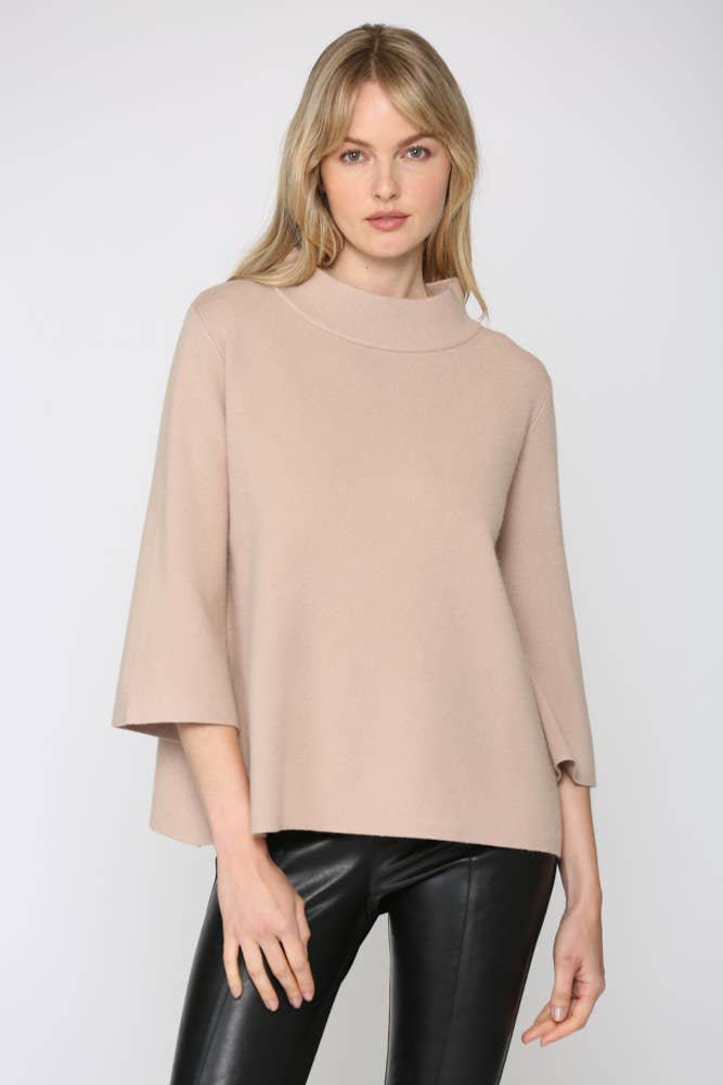 MOCK NECK PULL OVER SWEATER/BELL SLEEVE VA-35