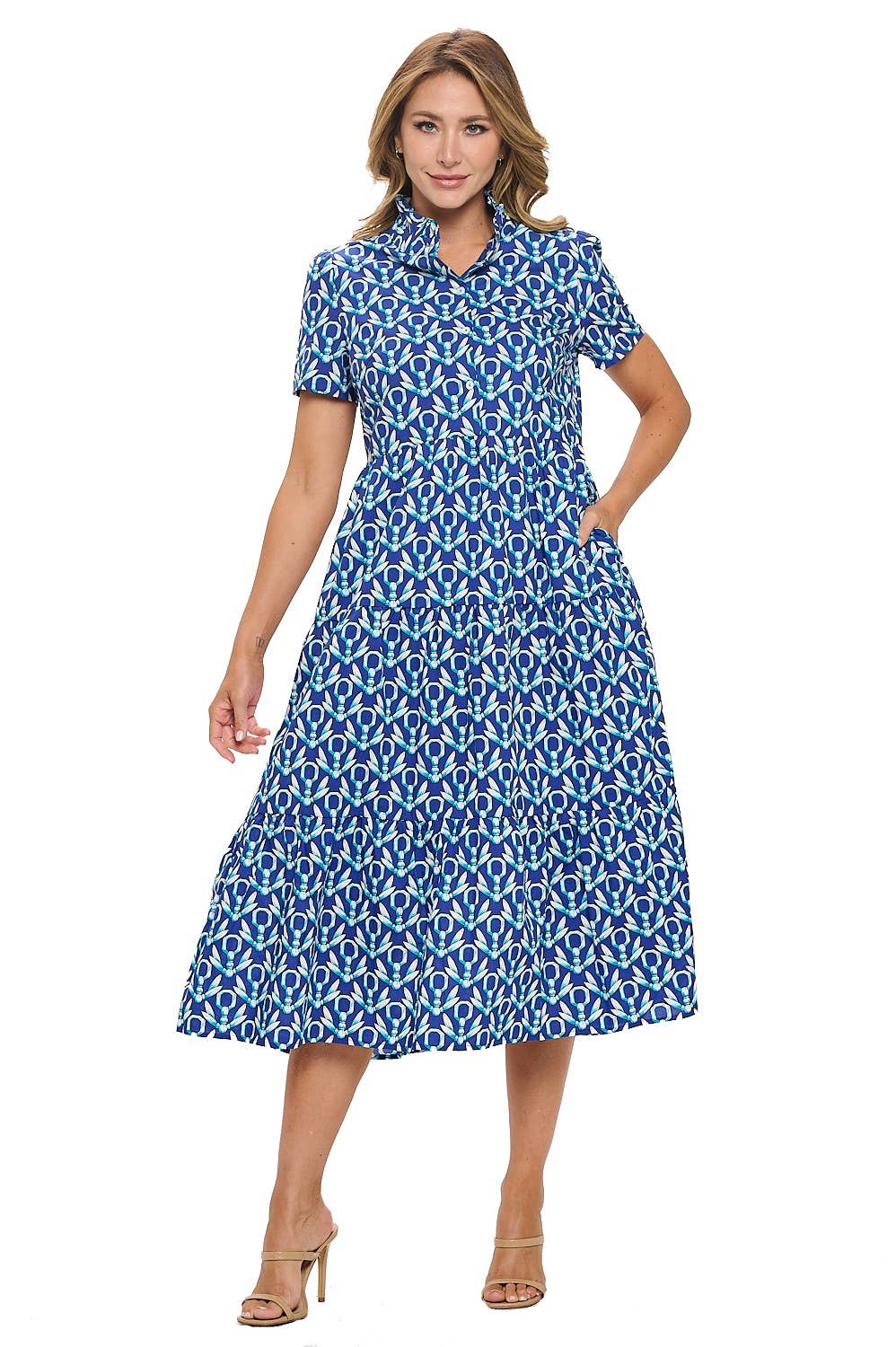 Aryeh Charell Short Sleeve Tiered Dress