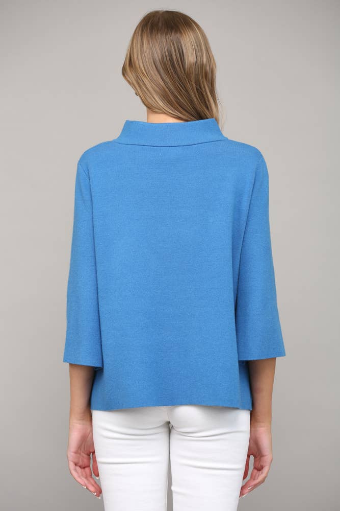 MOCK NECK PULL OVER SWEATER/BELL SLEEVE VA-35