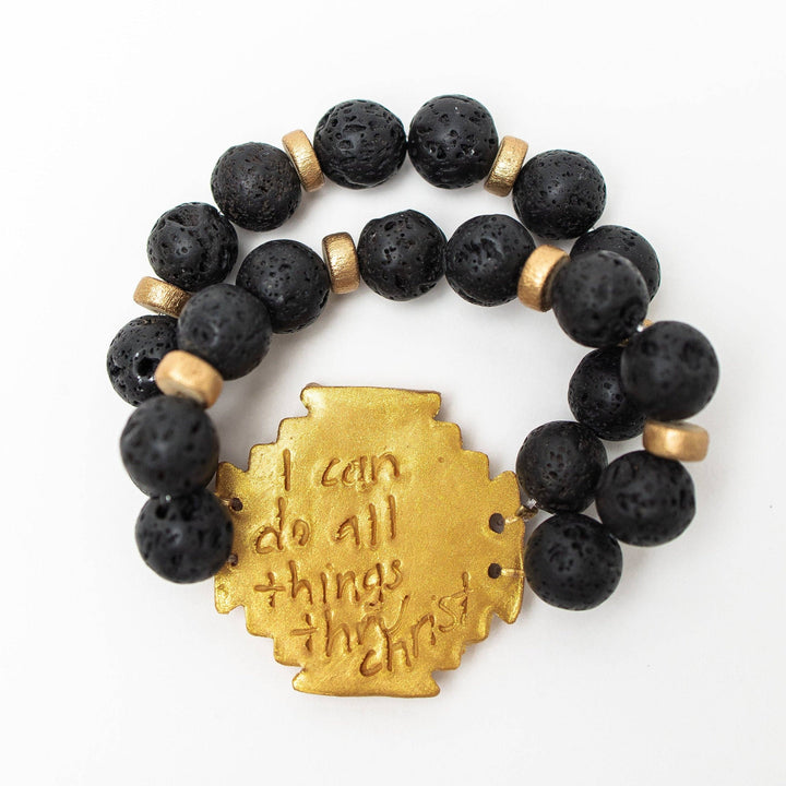 Black Lava with Jerusalem Cross
