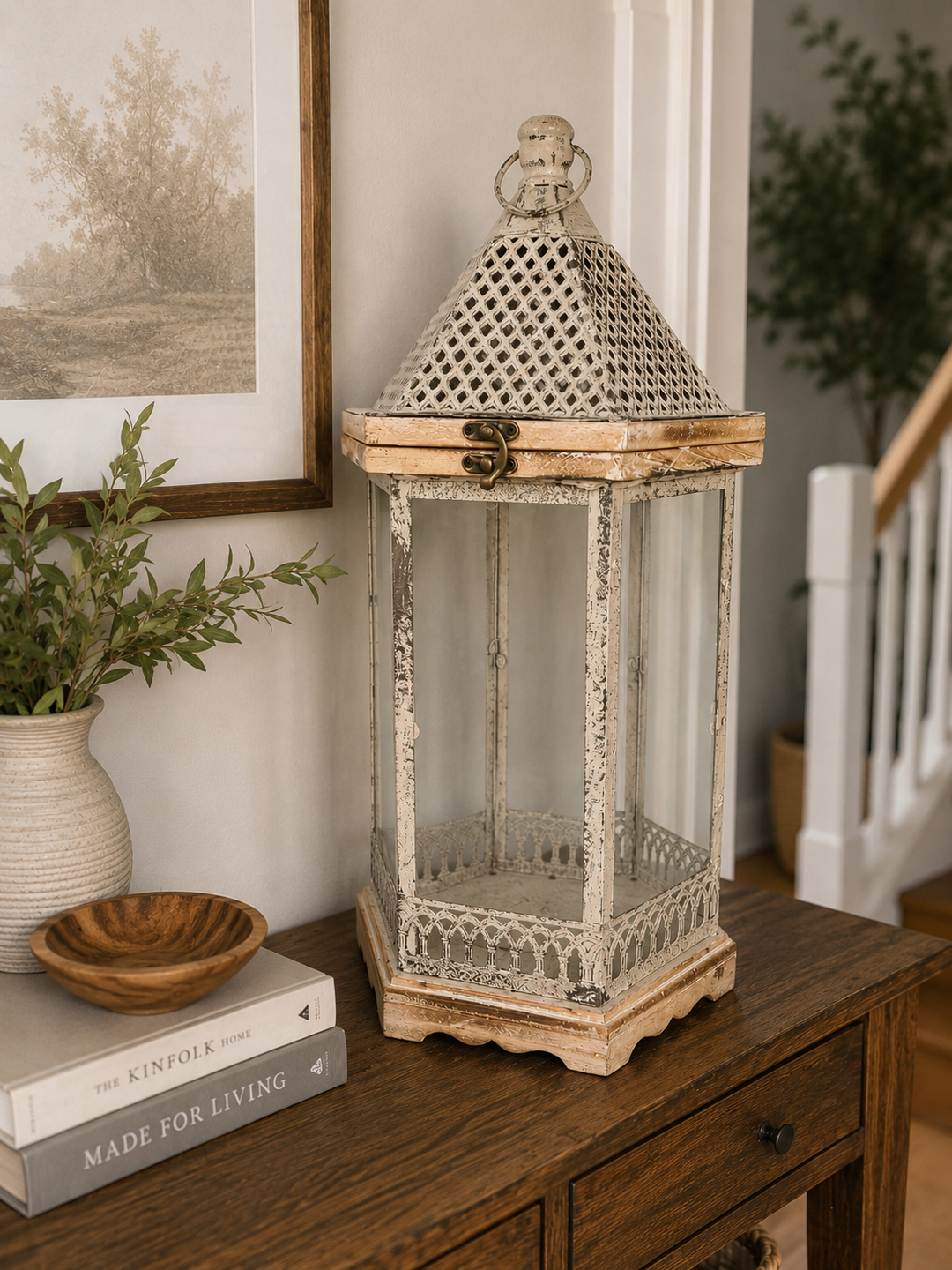 Rustic Metal & Wood Lantern - PICKUP ONLY