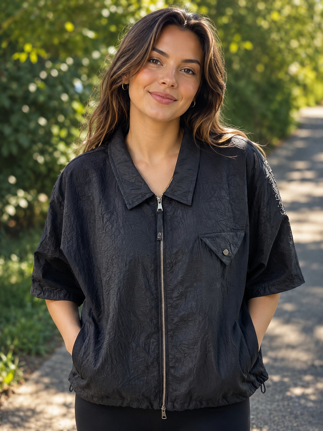 Lior Crescent Black Ruffle Sleeve Top