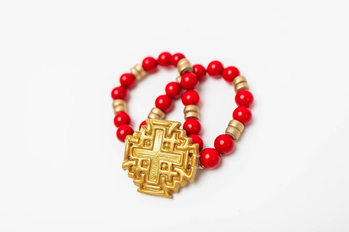 Hidden Truth Red Jade with Jerusalem Bracelet