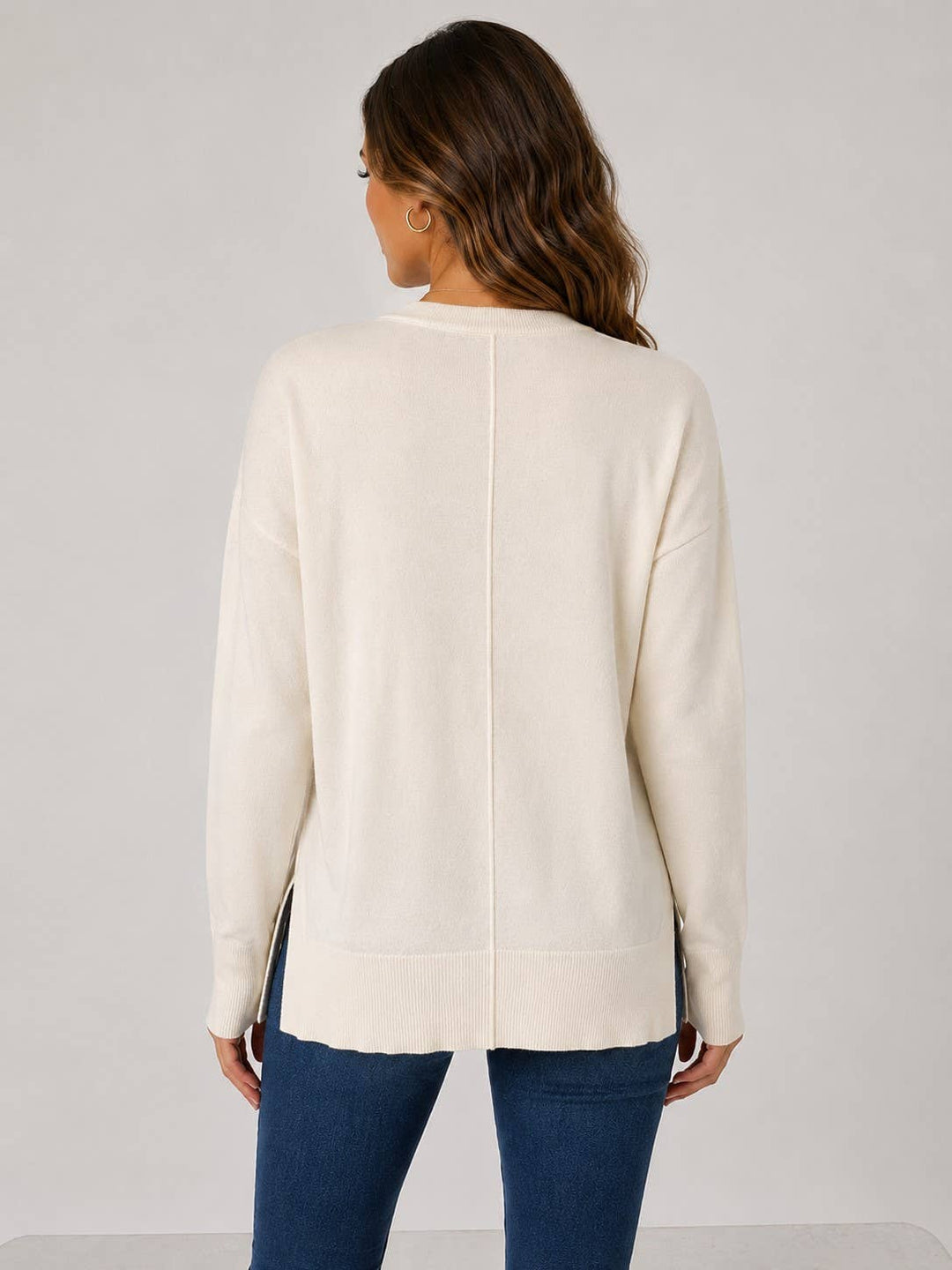 Fate Ivory Relaxed Fit Crew Neck Sweater