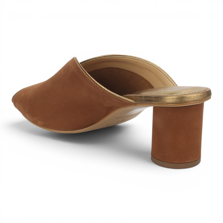 Bruno Menegatti Grace Nubuck Leather Mule Sandal - Camel Bronze