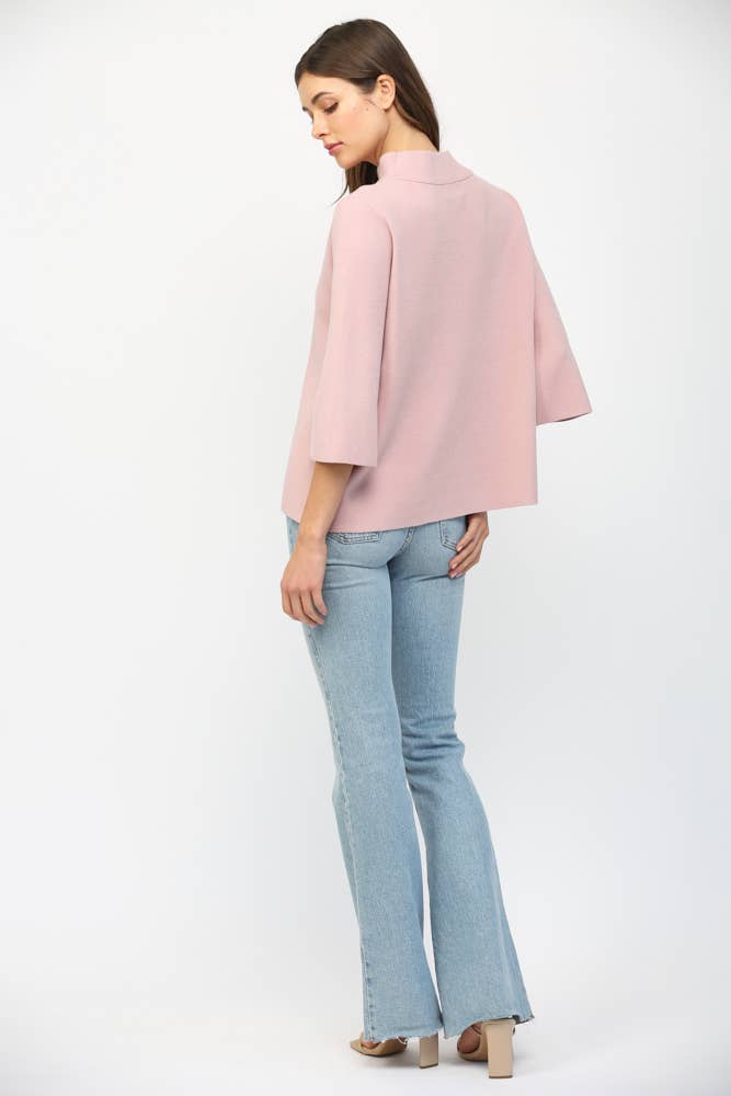 MOCK NECK PULLOVER SWEATER/BELL SLEEVE VA-35