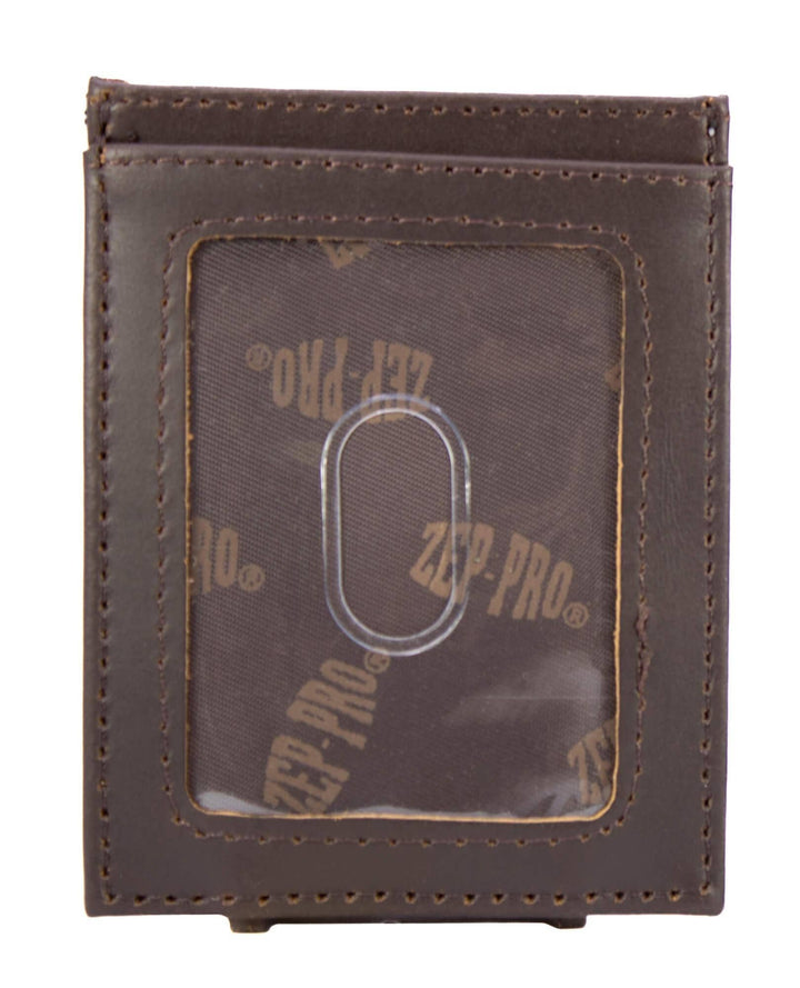 Men's Magnetic Front Pocket Old School Camo With Buck Emblem Leather Wallet