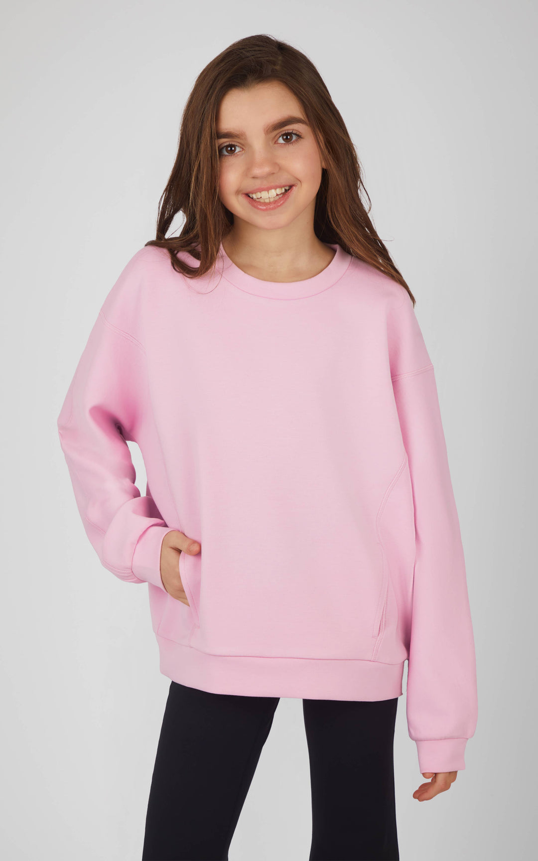 Girls Scuba Crew Neck Pullover with Pockets