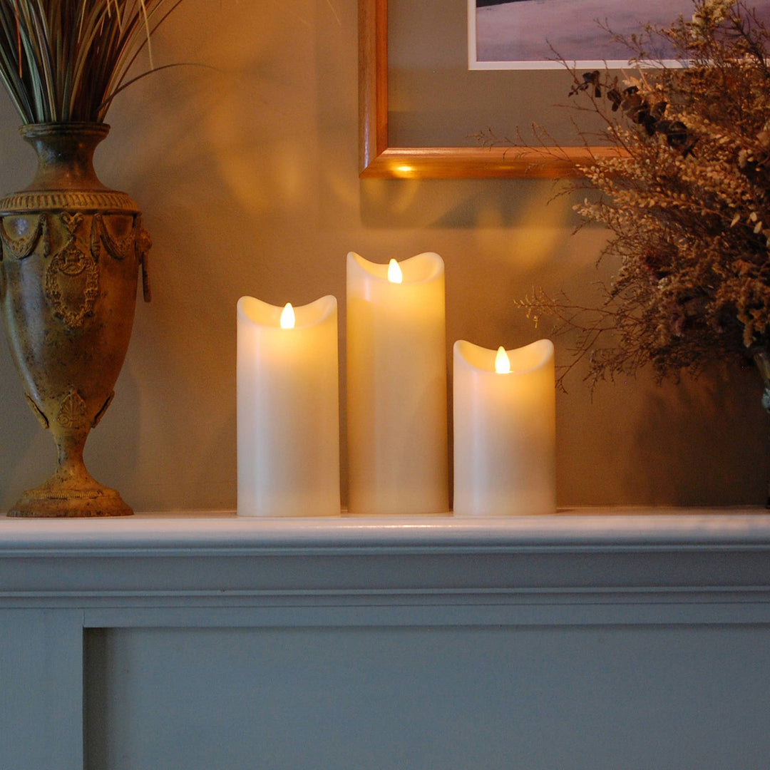 Battery Operated LED Candles With Moving Flame - Set of 3