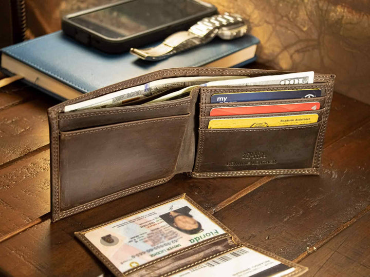 Men's Bifold Woven with Mallord Patch Leather Wallet