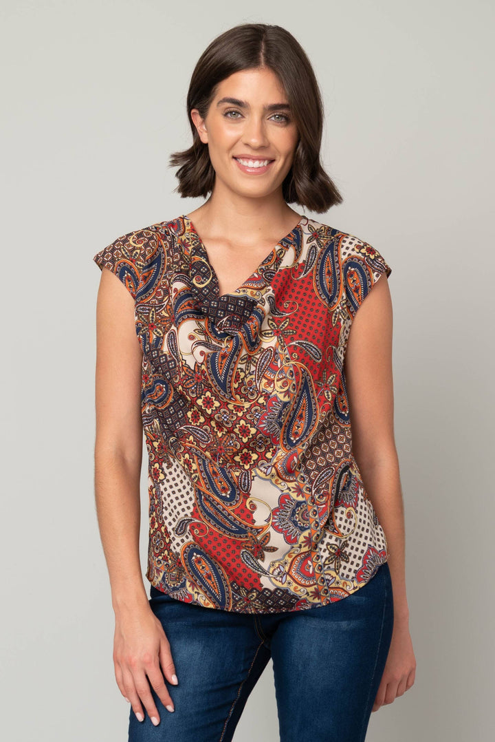 Paisley Cowl Neck Blouse