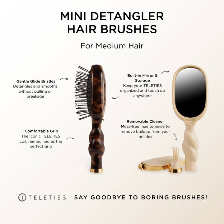 Teleties Mini Detangler Brush for Medium Hair - Tan