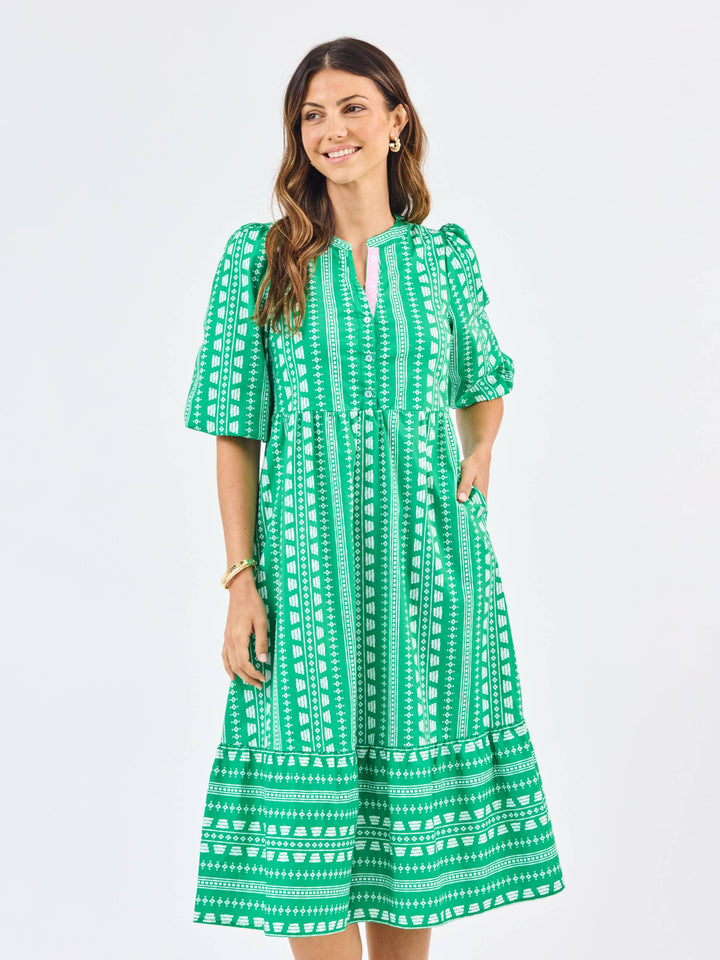 Mary Square Riley Dress | Heritage Stitch Green