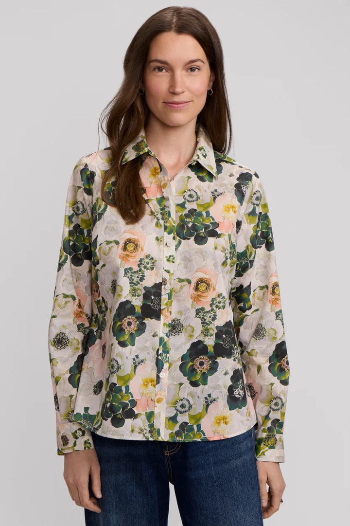 Foxcroft Hampton Painted Bouquet Long Sleeve Shirt