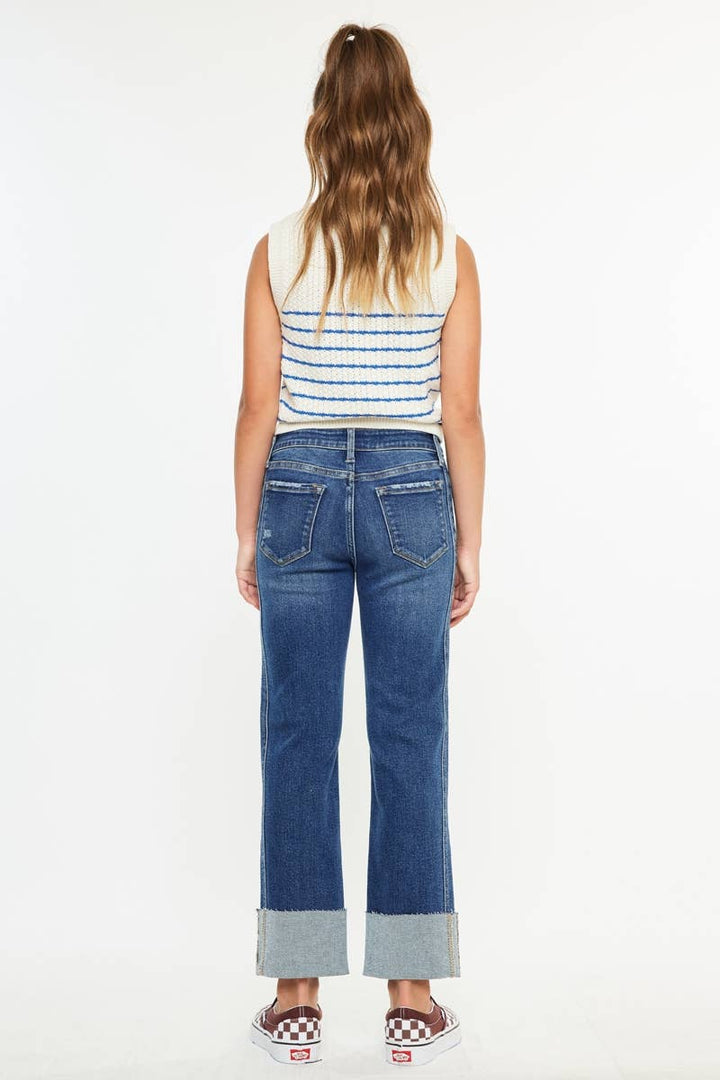 YOUTH MID RISE CROP STRAIGHT-YC7478D