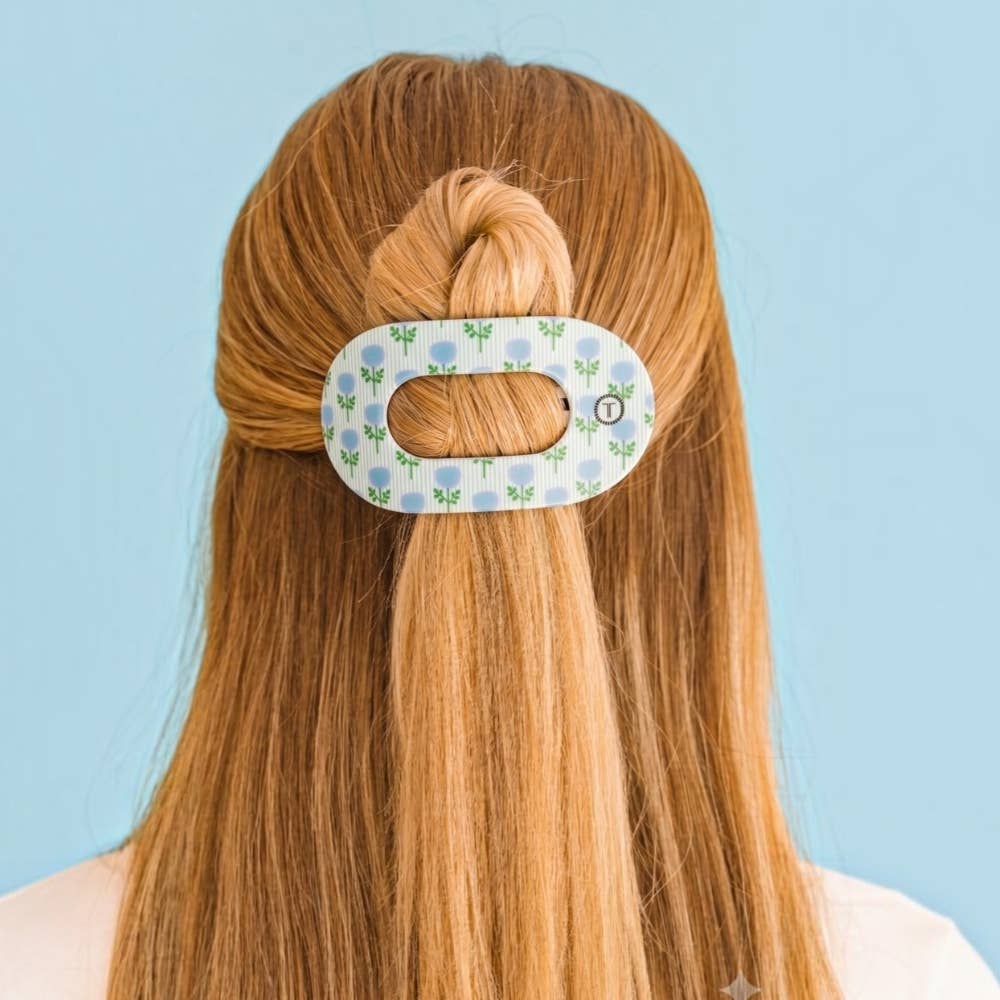 Teleties x Laura Park Blue Marigold Medium Flat Round Hair Clip