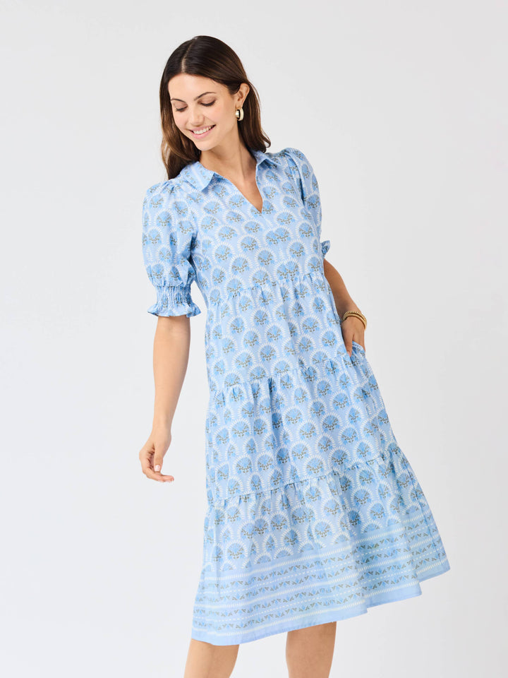 Mary Square Sunshower Flora Blue Molly Midi Dress
