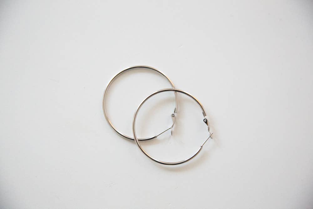 Waterproof Medium Skinny Hoop Earrings