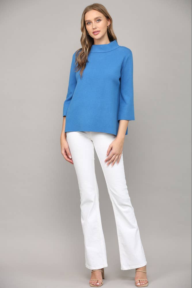 MOCK NECK PULL OVER SWEATER/BELL SLEEVE VA-35